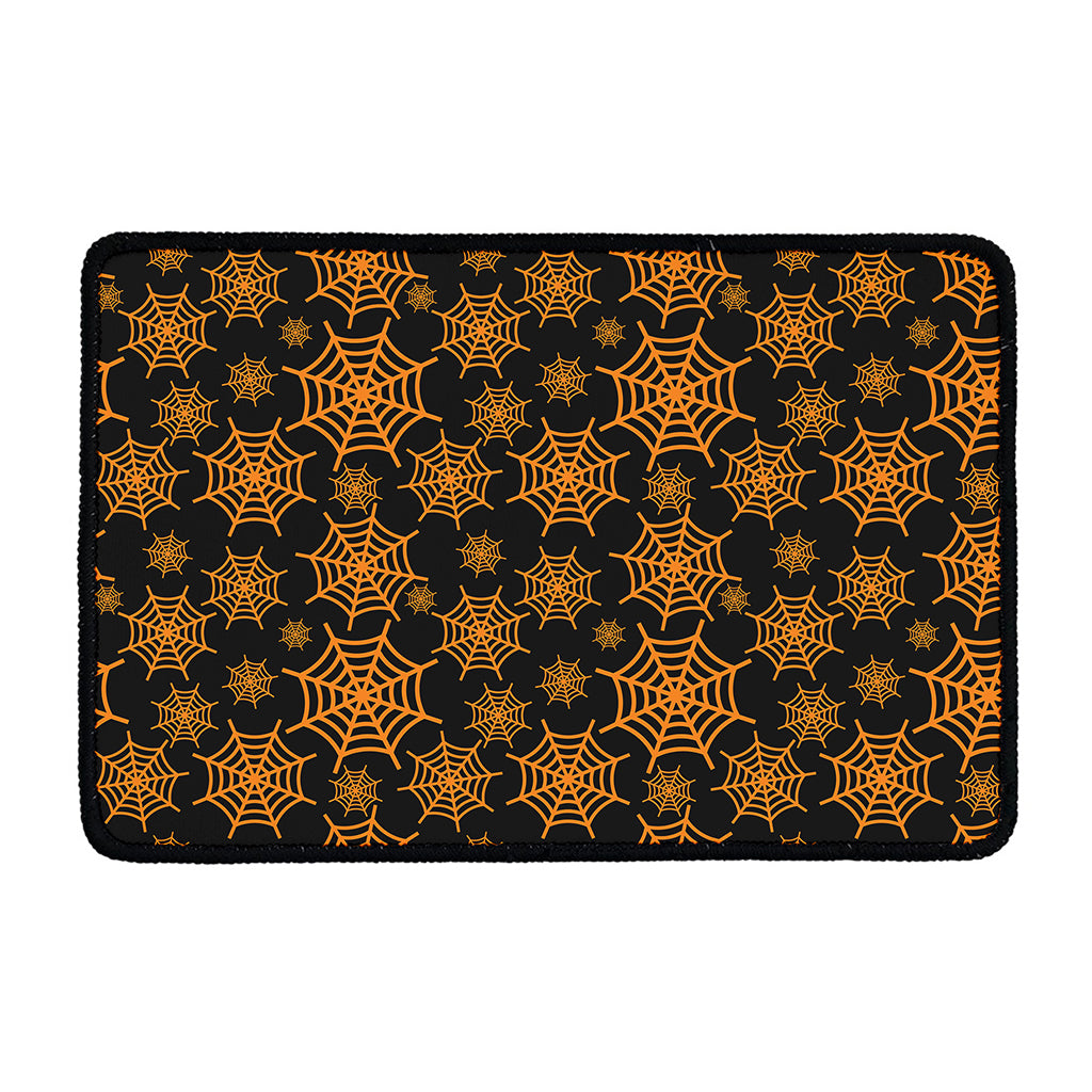 Black And Orange Spider Web Print Kitchen Mat