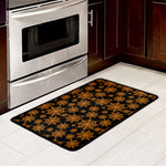 Black And Orange Spider Web Print Kitchen Mat