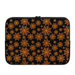 Black And Orange Spider Web Print Laptop Sleeve