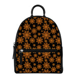 Black And Orange Spider Web Print Leather Backpack