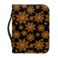 Black And Orange Spider Web Print Leather Bible Cover