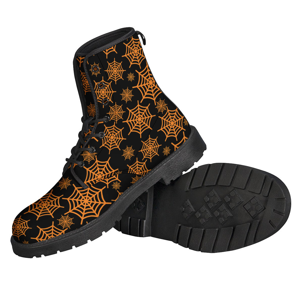 Black And Orange Spider Web Print Backpack