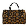 Black And Orange Spider Web Print Leather Duffel Bag