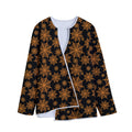 Black And Orange Spider Web Print Long Sleeve Short Coat