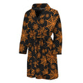 Black And Orange Spider Web Print Men's Bathrobe