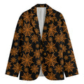 Black And Orange Spider Web Print Men's Blazer