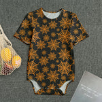 Black And Orange Spider Web Print Men's Bodysuit
