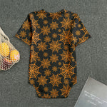Black And Orange Spider Web Print Men's Bodysuit