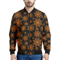 Black And Orange Spider Web Print Men's Bomber Jacket