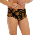 Black And Orange Spider Web Print Men's Briefs