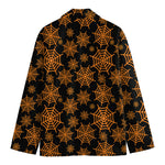 Black And Orange Spider Web Print Men's Cotton Blazer