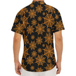 Black And Orange Spider Web Print Men's Deep V-Neck Shirt