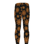 Black And Orange Spider Web Print Men's leggings