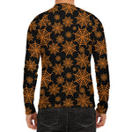 Black And Orange Spider Web Print Men's Long Sleeve Rash Guard