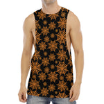 Black And Orange Spider Web Print Men's Muscle Tank Top