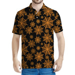 Black And Orange Spider Web Print Men's Polo Shirt