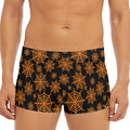 Black And Orange Spider Web Print Men's Short Boxer Briefs