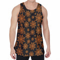 Black And Orange Spider Web Print Men's Velvet Tank Top