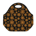 Black And Orange Spider Web Print Neoprene Lunch Bag