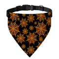 Black And Orange Spider Web Print Over The Collar Dog Bandana