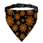 Black And Orange Spider Web Print Over The Collar Dog Bandana