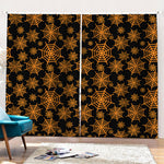 Black And Orange Spider Web Print Pencil Pleat Curtains