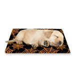 Black And Orange Spider Web Print Pet Cooling Mat Cover