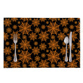 Black And Orange Spider Web Print Placemat