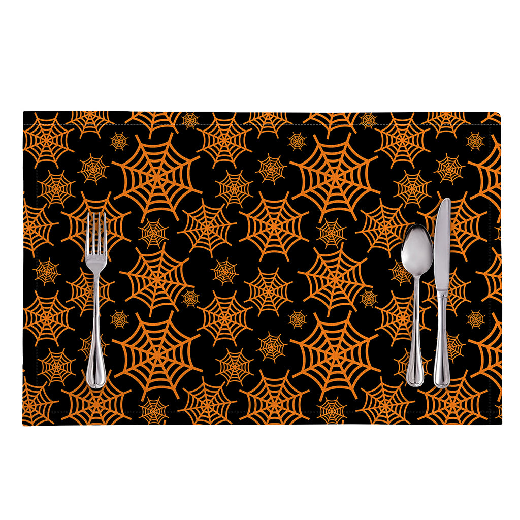Black And Orange Spider Web Print Placemat