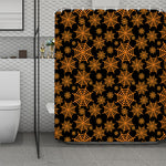 Black And Orange Spider Web Print Polyester Shower Curtain