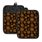 Black And Orange Spider Web Print Pot Holders With Pocket