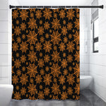 Black And Orange Spider Web Print Premium Shower Curtain