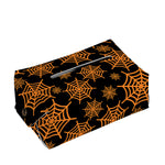 Black And Orange Spider Web Print Rectangle Tissue Box Cover