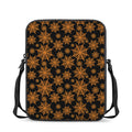 Black And Orange Spider Web Print Rectangular Crossbody Bag