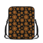 Black And Orange Spider Web Print Rectangular Crossbody Bag