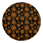Black And Orange Spider Web Print Round Blanket
