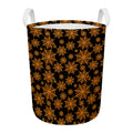 Black And Orange Spider Web Print Round Laundry Basket