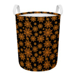 Black And Orange Spider Web Print Round Laundry Basket