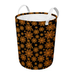 Black And Orange Spider Web Print Round Laundry Basket