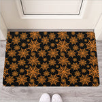 Black And Orange Spider Web Print Rubber Doormat