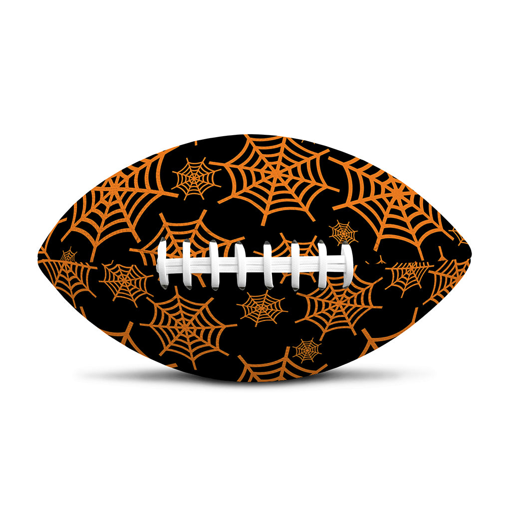 Black And Orange Spider Web Print Rugby Ball