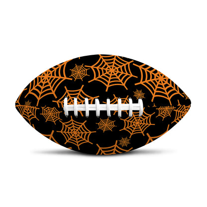 Black And Orange Spider Web Print Rugby Ball