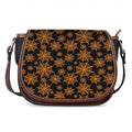 Black And Orange Spider Web Print Saddle Bag