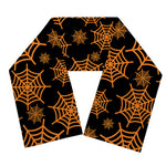 Black And Orange Spider Web Print Scarf