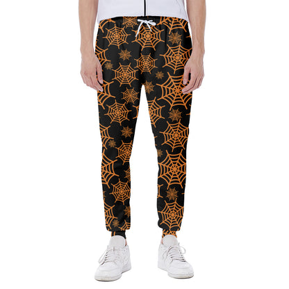 Black And Orange Spider Web Print Scuba Joggers
