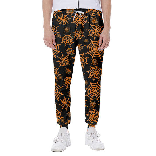 Black And Orange Spider Web Print Scuba Joggers
