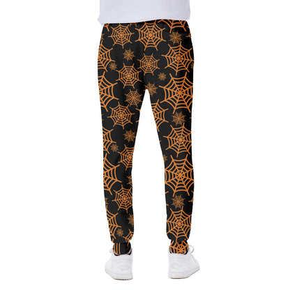Black And Orange Spider Web Print Scuba Joggers