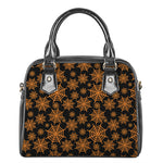 Black And Orange Spider Web Print Shoulder Handbag