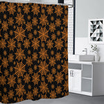 Black And Orange Spider Web Print Shower Curtain