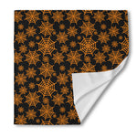 Black And Orange Spider Web Print Silk Bandana